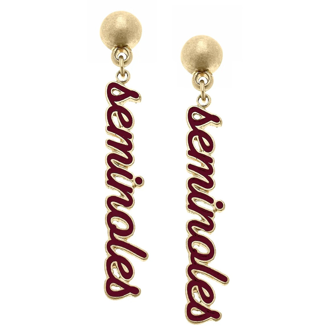 FSU Enamel Script Earrings
