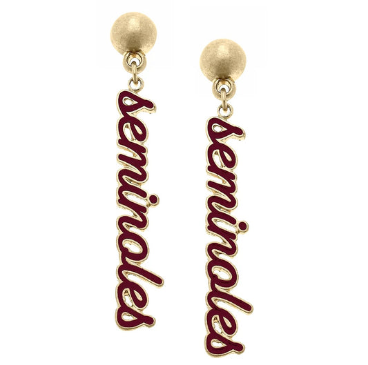 FSU Enamel Script Earrings